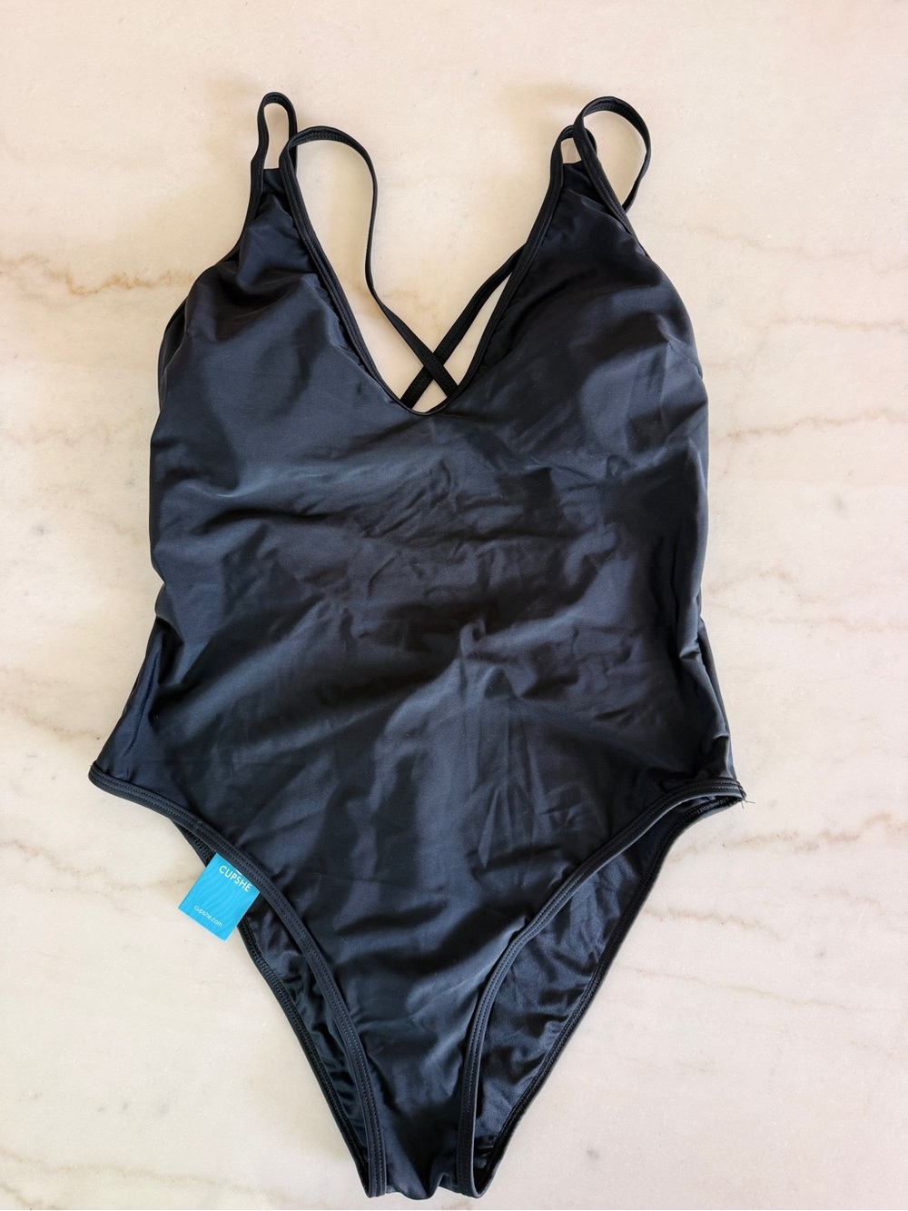 Cupshe Black One-Piece Swimsuit with Crisscross Back